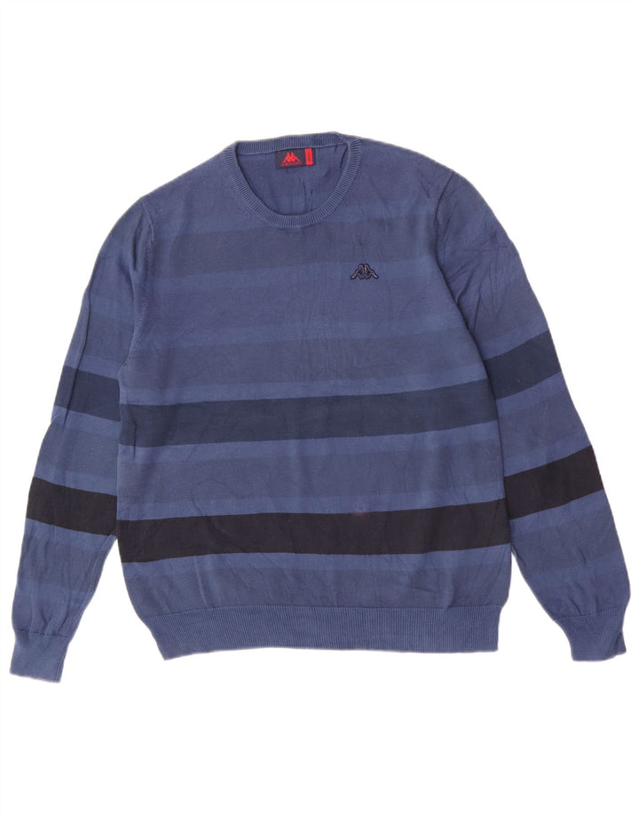 Kappa herre rund hals sweater lille blå stribet bomuld