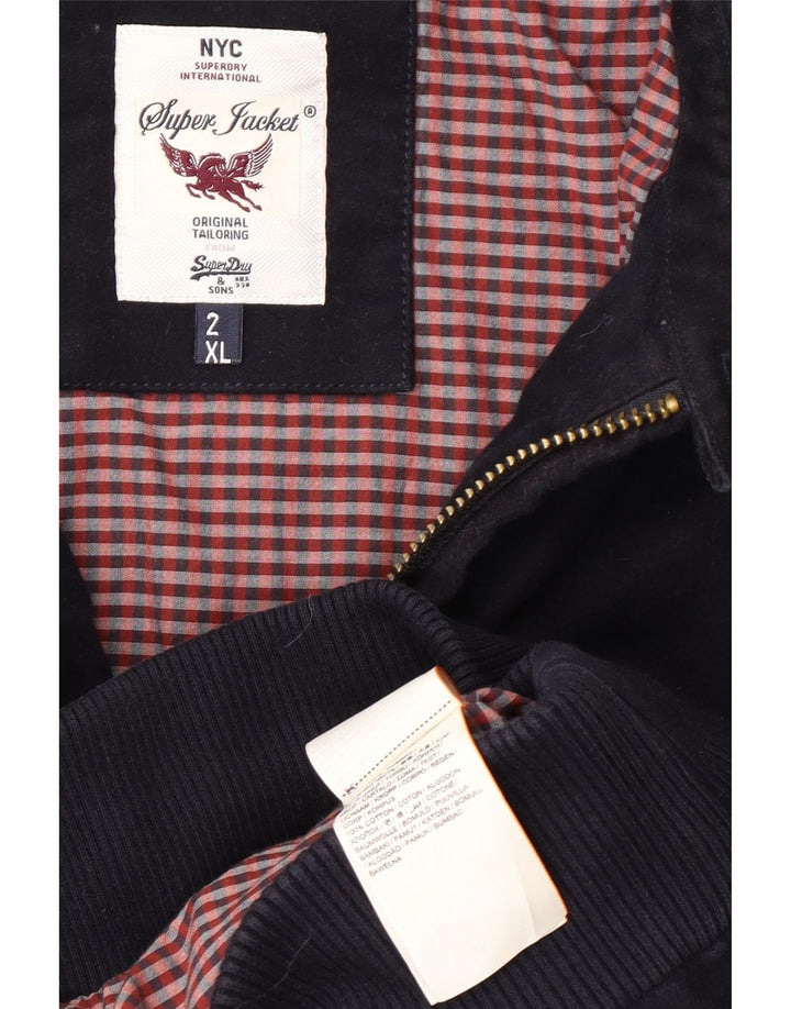 SUPERDRY Mens Bomber Jacket UK 44 2XL Navy Blue Cotton Vintage Superdry and Second-Hand Superdry from Messina Hembry 