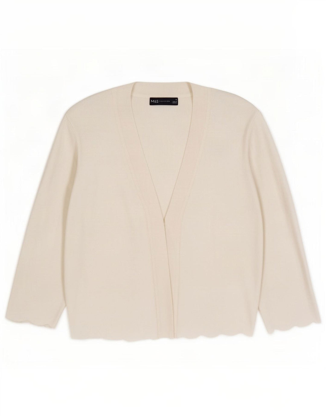 Marks & Spencer Womens Open Cardigan Sweater UK 12 Medium White Viscose