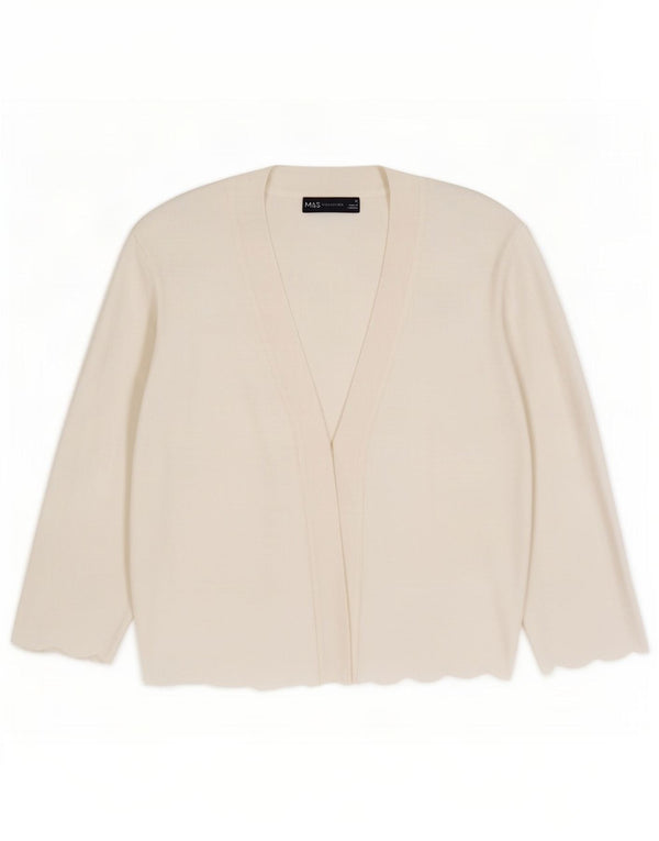 Marks & Spencer Womens Open Cardigan Sweater UK 12 Medium White Viscose