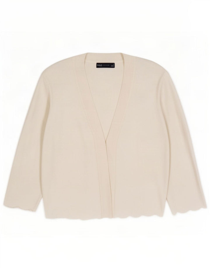 Marks & Spencer Womens Open Cardigan Sweater UK 12 Medium White Viscose