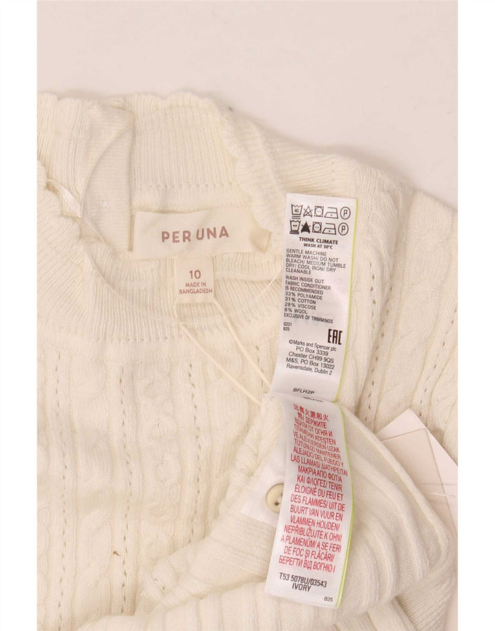 Marks & Spencer Dame Per Una Turtle Neck Jumper Sweater UK 10 Small White
