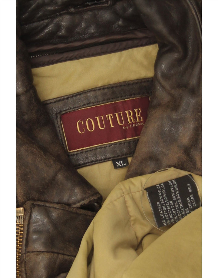 Mens Couture Læderjakke UK 42 XL Brun Læder