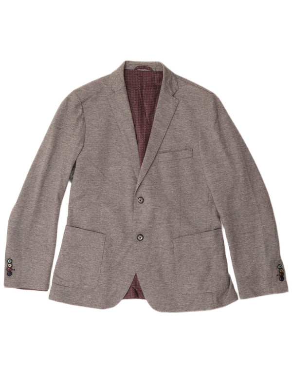 John Barritt Dame 2 Button Blazer Jacket IT 50 XL Grå Bomuld