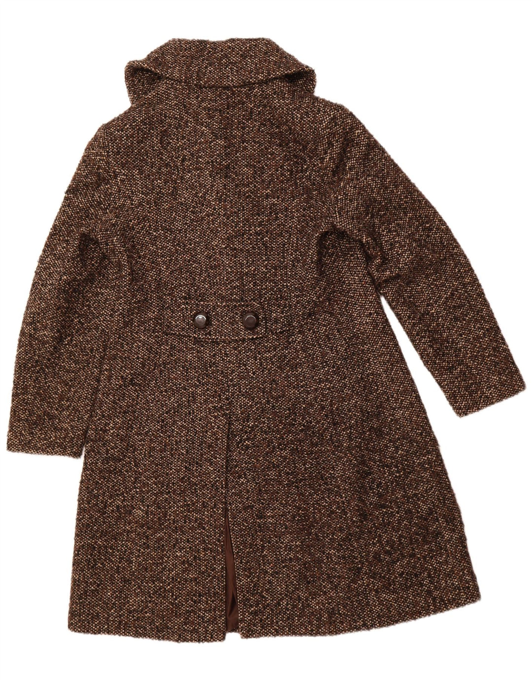 LAURA ASHLEY Dameoverfrakke UK 16 Stor brun flækket uld