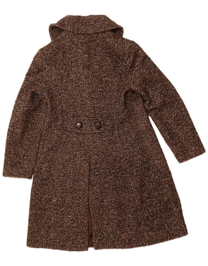 LAURA ASHLEY Dameoverfrakke UK 16 Stor brun flækket uld