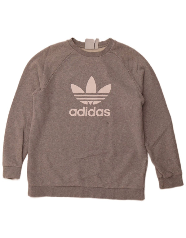ADIDAS grafisk sweatshirt til mænd, stor grå bomuld