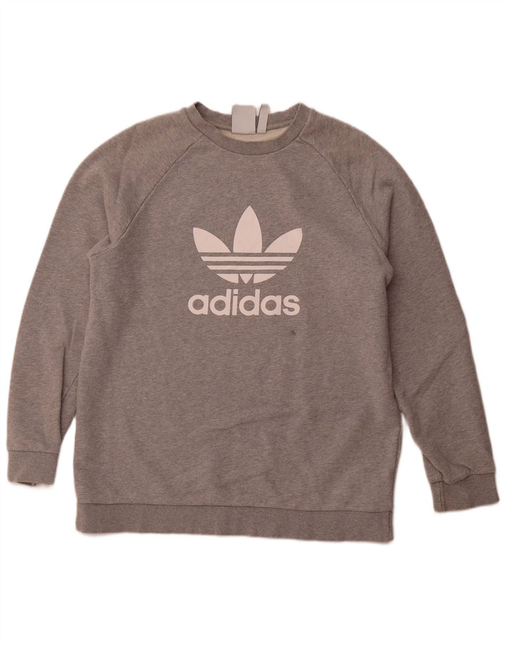 ADIDAS grafisk sweatshirt til mænd, stor grå bomuld