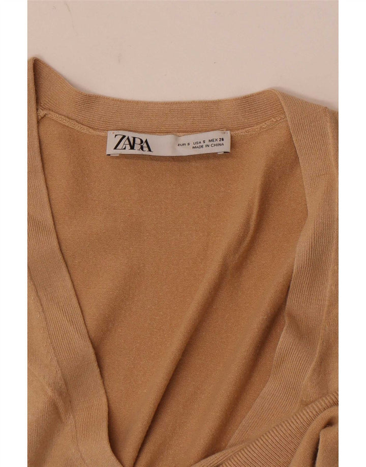 Zara ærmeløs cardigantrøje til kvinder UK 10 Small Beige