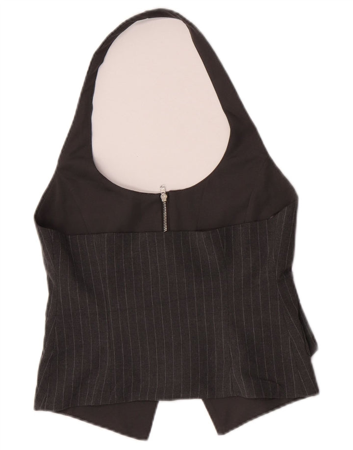 Zara Dame Halter Neck vest UK 8 Small Grey Pinstripe Polyester