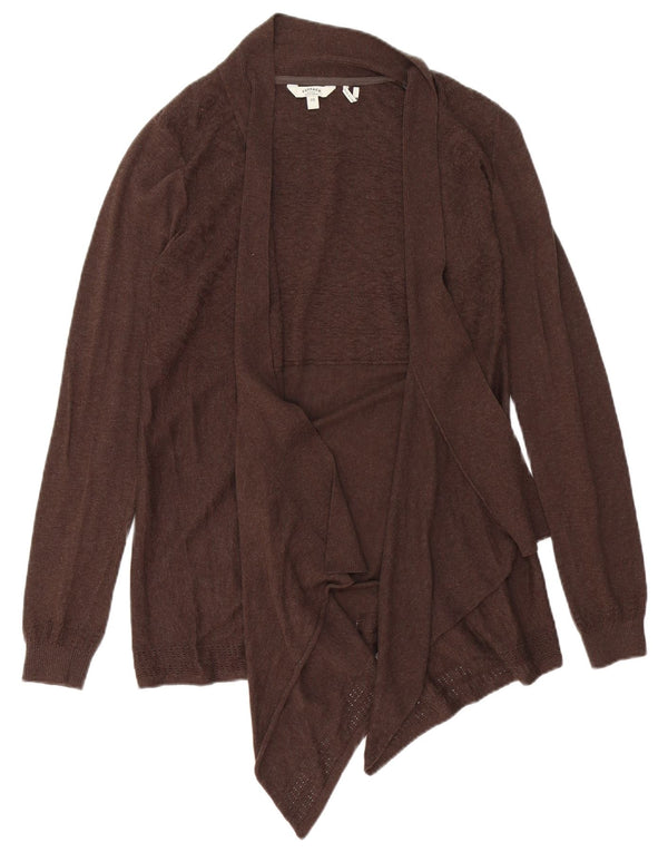 Fat Face Dame Asymmetrisk Åben Cardigan Sweater UK 10 Lille Brun Bomuld