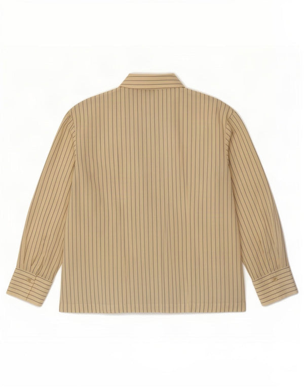 Marks & Spencer Dame Wrap Shirt Bluse UK 16 Large Beige Pinstripe