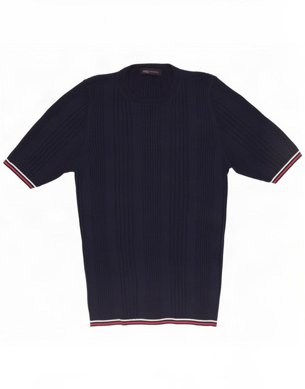 Marks & Spencer T-shirt top til kvinder UK 12 Medium Navy Blue Viscose