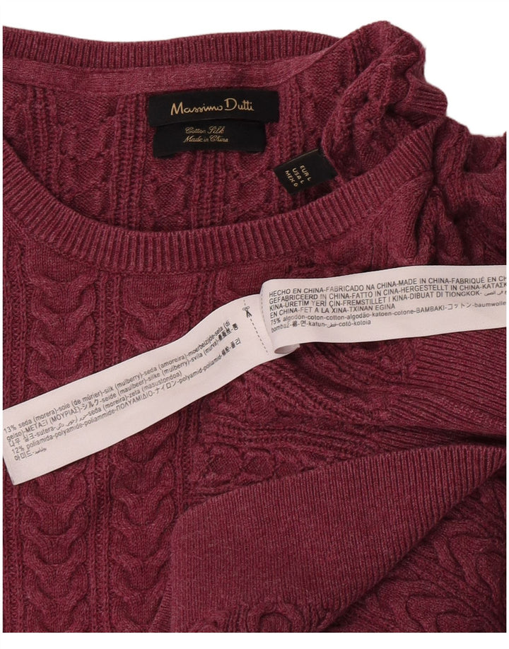 Massimo Dutti Herre Crew Neck Jumper Sweater Stor Bourgogne Bomuld
