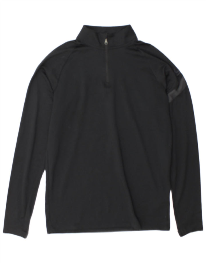 Nike Herre Dri Fit Grafisk Pullover med lynlås-hals Træningsdragt Top Lille Sort