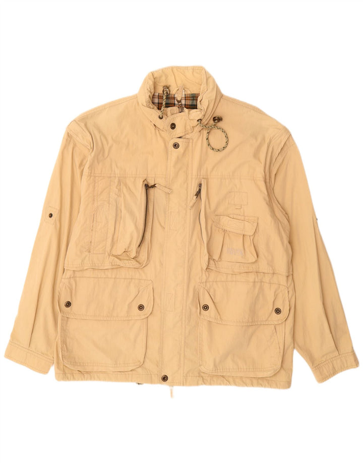 VINTAGE Herre Utility Jacket IT 54 2XL Beige Bomuld