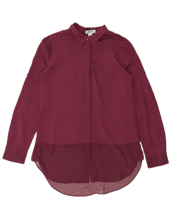 Dkny Womens Longline Oversized skjortebluse UK 6 XS Burgundy Polyester