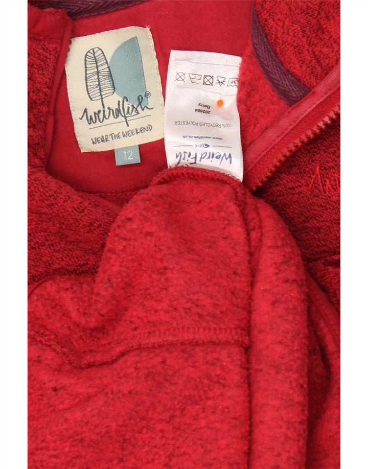 Weird Fish Dame Zip Neck Sweatshirt Jumper UK 12 Medium Red Flecked