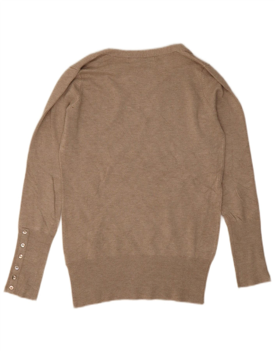 Zara Dame V-hals sweater UK 10 Small Beige Rayon