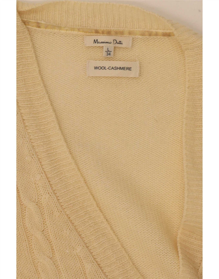 Massimo Dutti Dame Cardigan Sweater UK 14 Stor Beige Uld