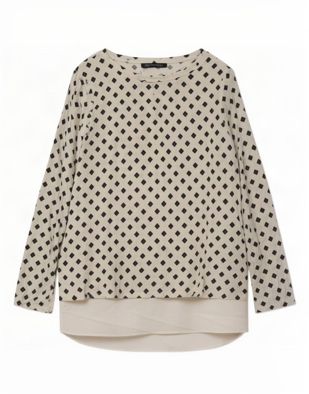 Marks & Spencer Dame Langærmet Tunika Top UK 16 Stor Hvid Geometrisk