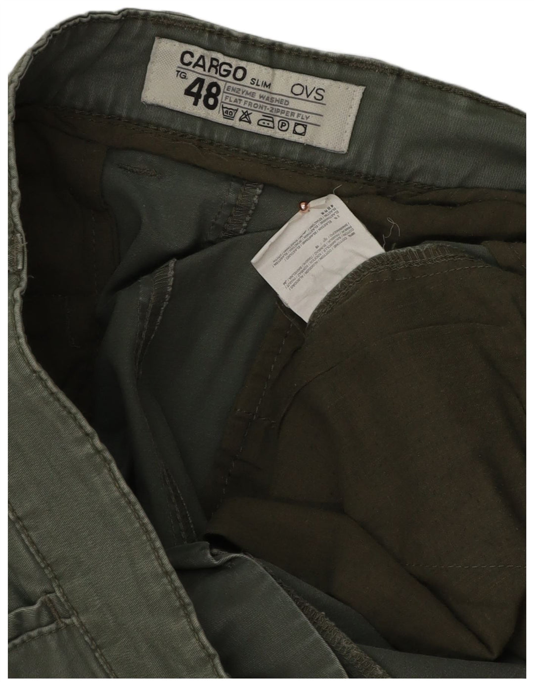 OVS Herre Slim Cargo Bukser IT 48 Medium W34 L33 Grøn Bomuld