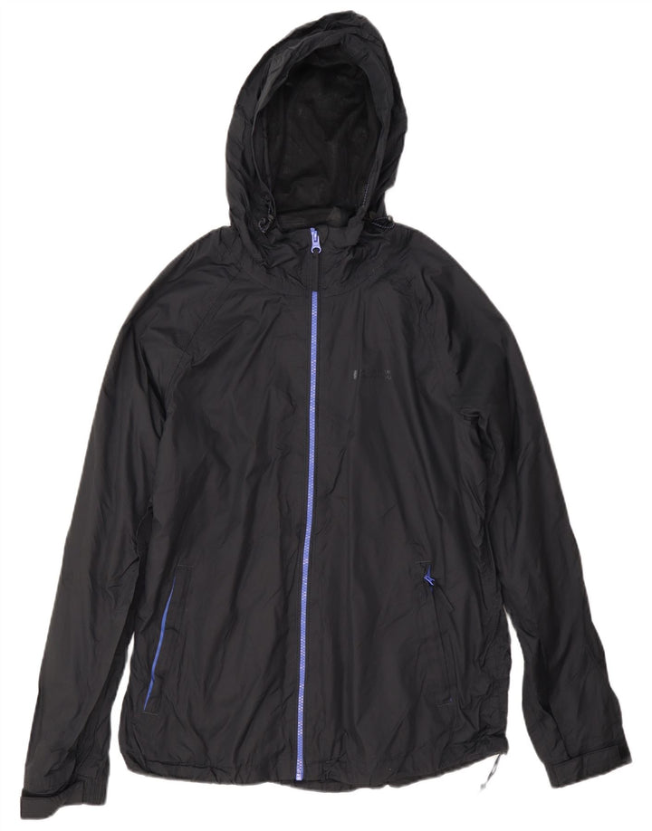 Mountain Warehouse Dame Regnjakke med hætte UK 12 Medium Sort Nylon