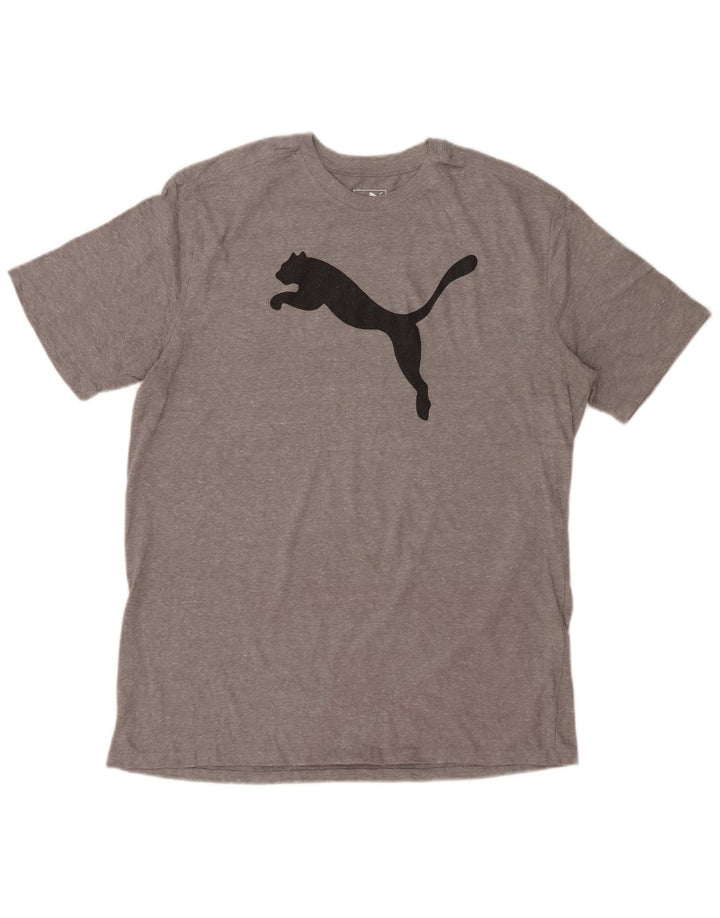 PUMA Grafisk T-shirt top til mænd, stor grå flækket