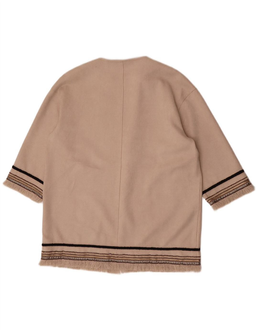 Zara Dame 3/4 ærmet åben blazerjakke UK 14 Medium Beige Stribet