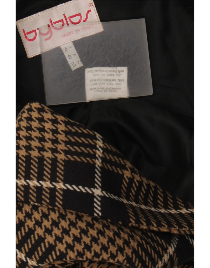 Byblos Dame 2-knaps blazerjakke IT 42 Medium Brown Houndstooth Uld