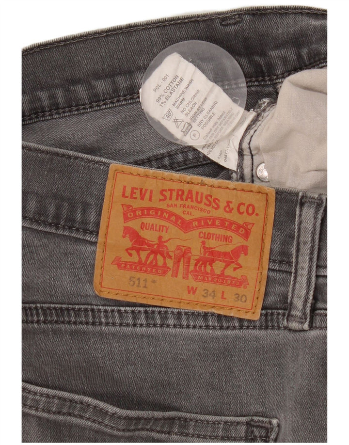 Levi's Herre 511 Slim Jeans W34 L30 Grå Bomuld