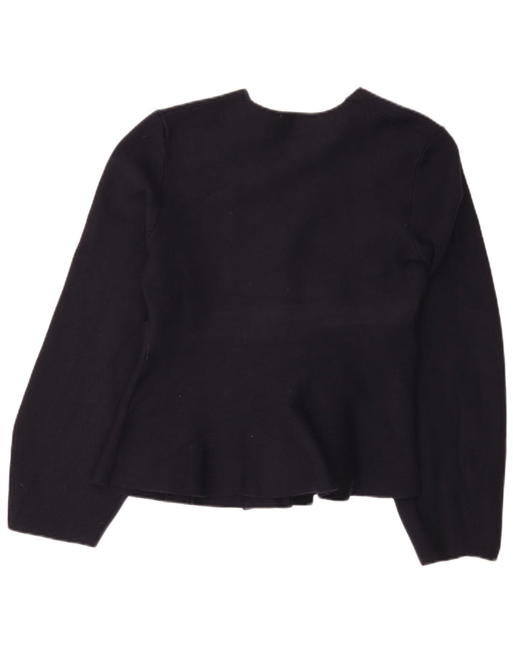 Zara Dame Cardigan Sweater UK 10 Small Navy Blue Polyamide