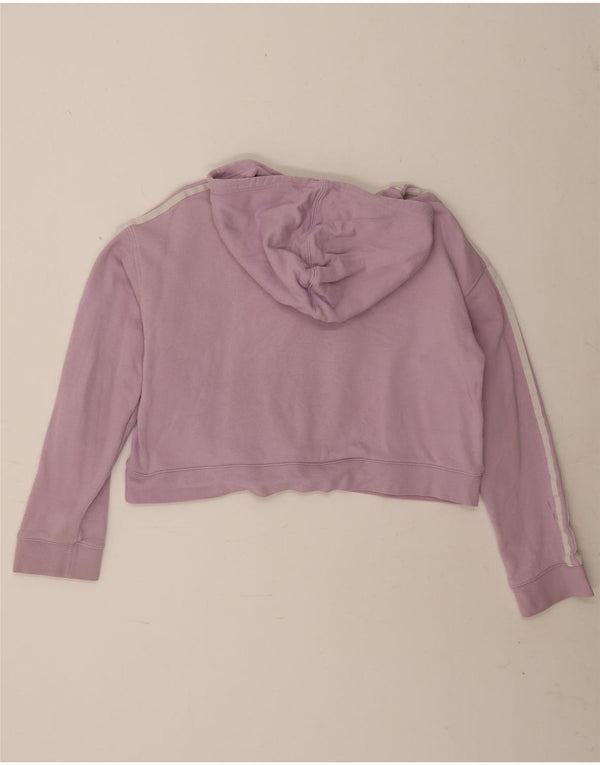 Adidas Womens Crop Oversized Hoodie Jumper UK 12 Medium Purple