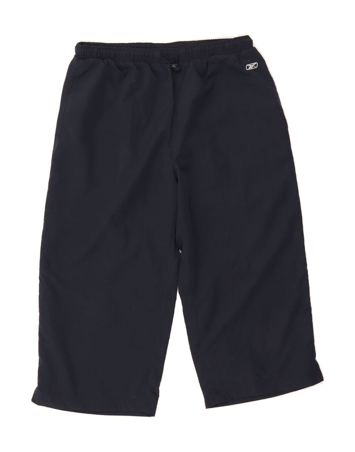 REEBOK Womens Bermuda Sport Shorts UK 14 Medium  Navy Blue Polyester Vintage Reebok and Second-Hand Reebok from Messina Hembry 