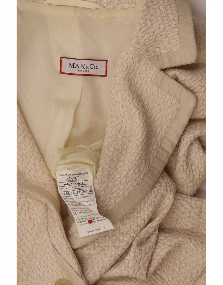 Max & Co. Dame 3-knaps blazerjakke UK 6 XS Beige Bomuld