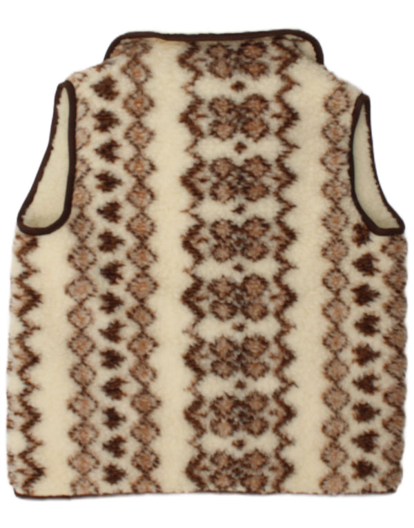 Vintage Womens Sherpa Gilet IT 48 XL Off White Fair Isle Wool