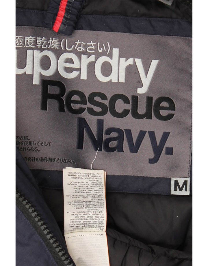 Superdry Polstret frakke med hætte til mænd UK 38 Medium marineblå nylon