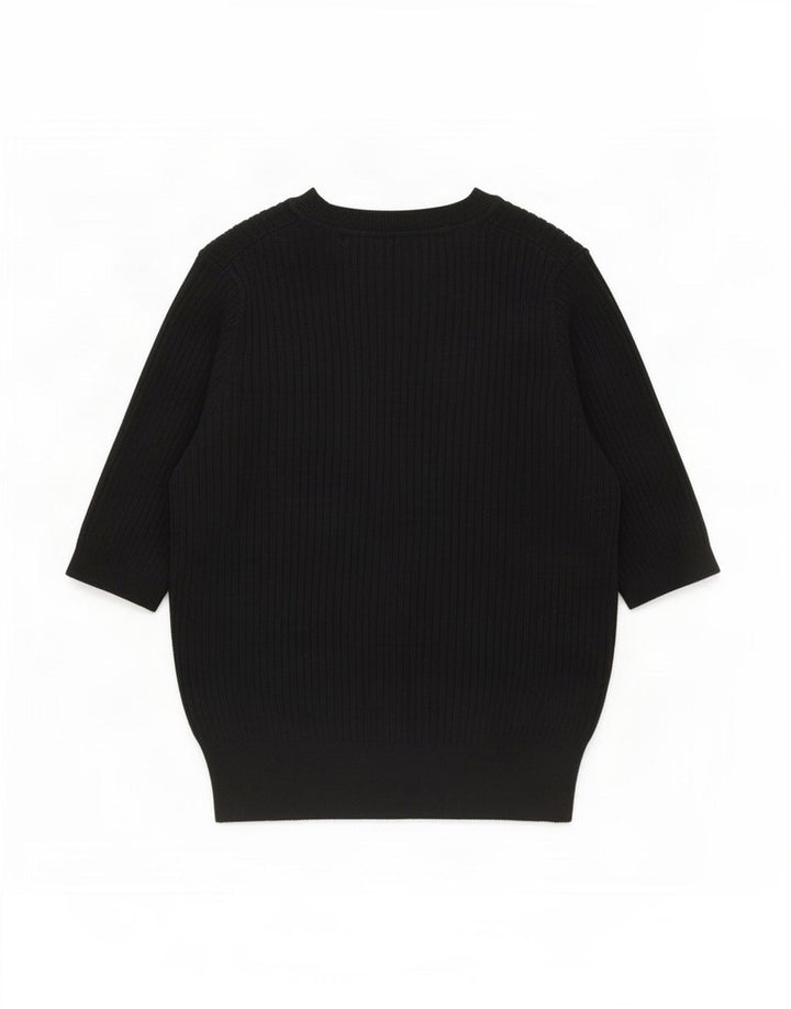 Marks & Spencer Kvinder kortærmet Crop Bluse Top UK 12 Medium Black