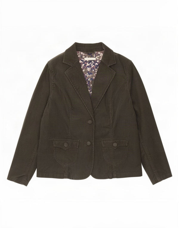 Marks & Spencer Dame 2-knaps Corduroy Blazer Jacket UK 16 Large Khaki