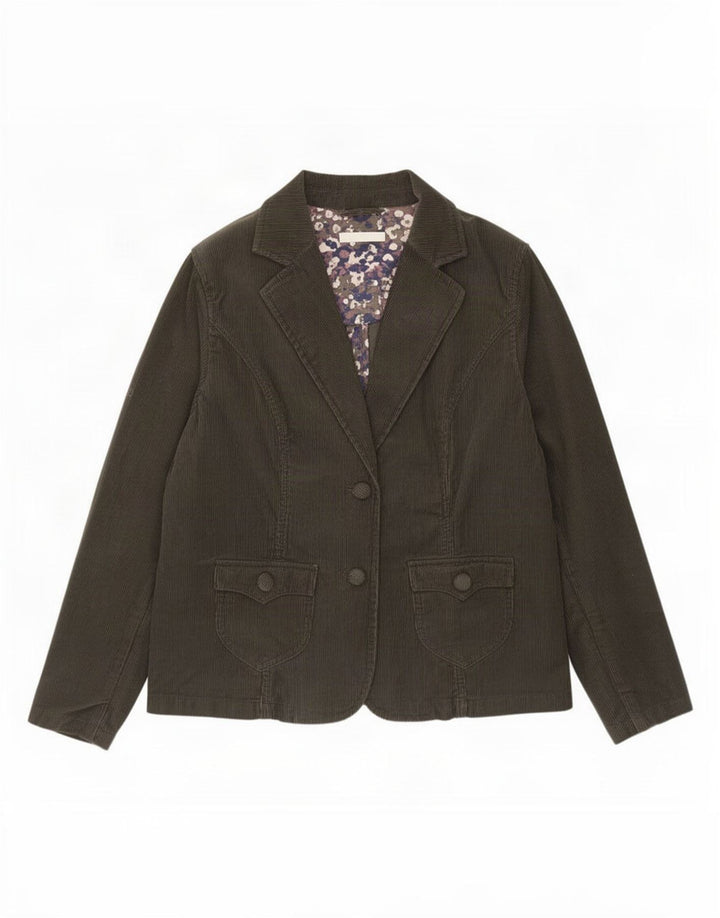 Marks & Spencer Dame 2-knaps Corduroy Blazer Jacket UK 16 Large Khaki