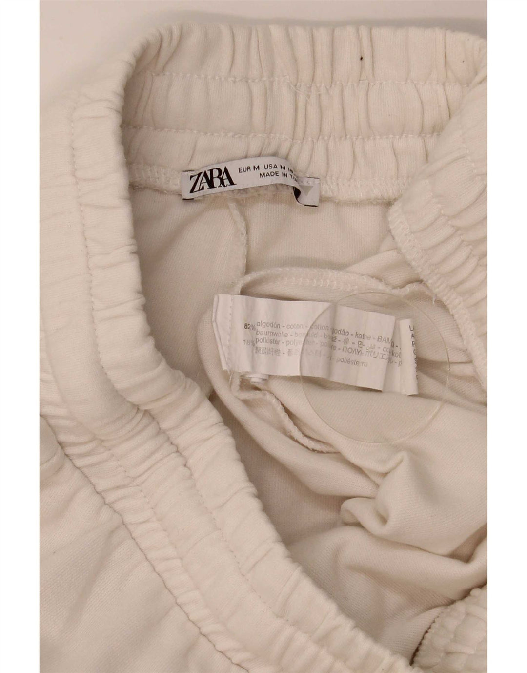 Zara Dame Cargo Træningsdragt Bukser Joggers UK 12 Medium White Bomuld