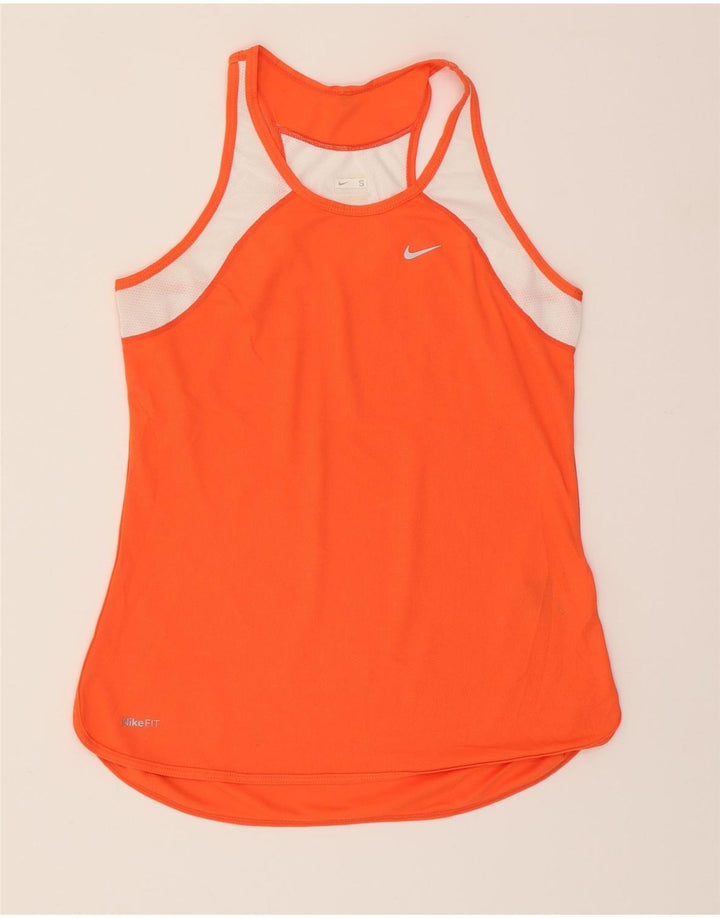 NIKE Womens Vest Top US 4/6 Small Orange Colourblock Polyester Vintage Nike and Second-Hand Nike from Messina Hembry 