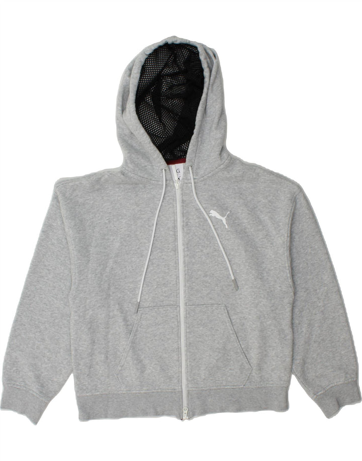 PUMA Womens Graphic Zip Hoodie Sweater UK 16 Medium Grey Cotton Vintage Puma and Second-Hand Puma from Messina Hembry 