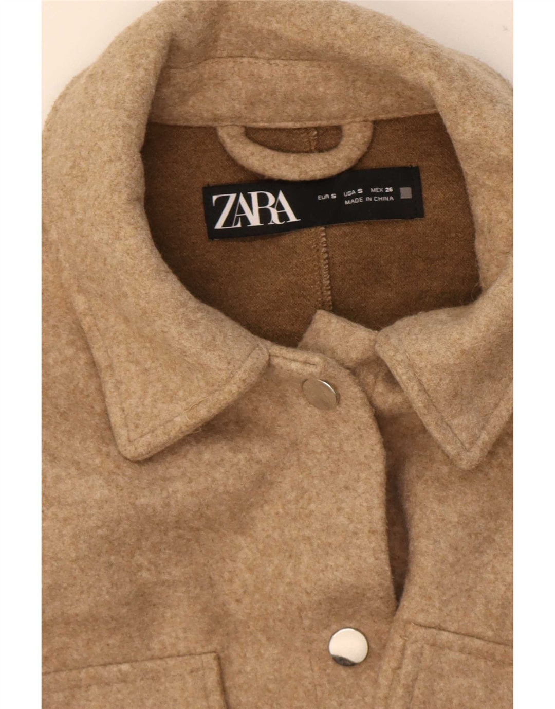 Zara Womens Shacket Oversized Shirt UK 10 Small Beige Polyester