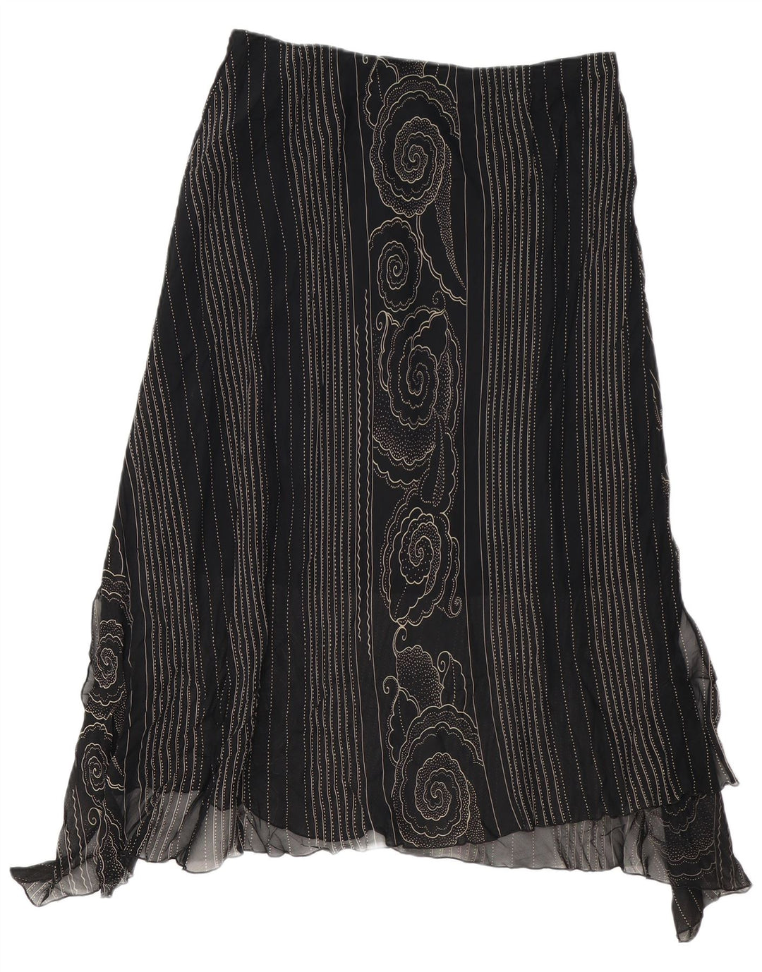 VINTAGE asymmetrisk nederdel til kvinder W34 Stor sort Paisley