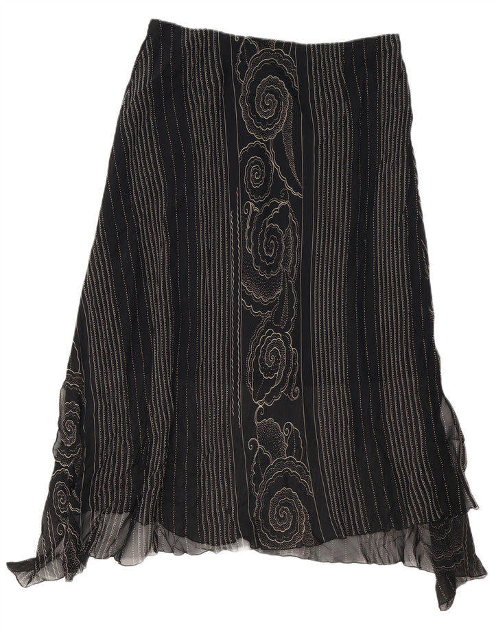 VINTAGE asymmetrisk nederdel til kvinder W34 Stor sort Paisley