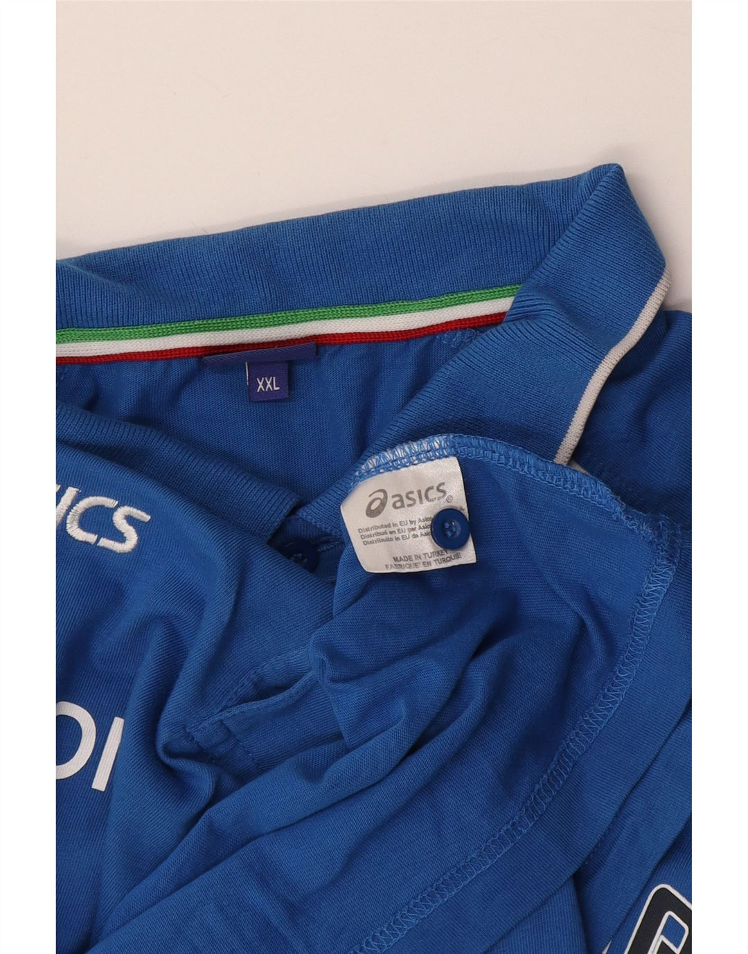 Asics Herre Italia Grafisk Polo Shirt 2XL Blå Bomuld