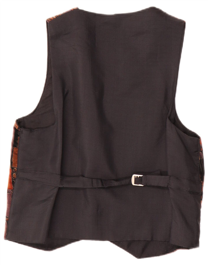 Vintage vest til mænd Stor brun patchwork polyester