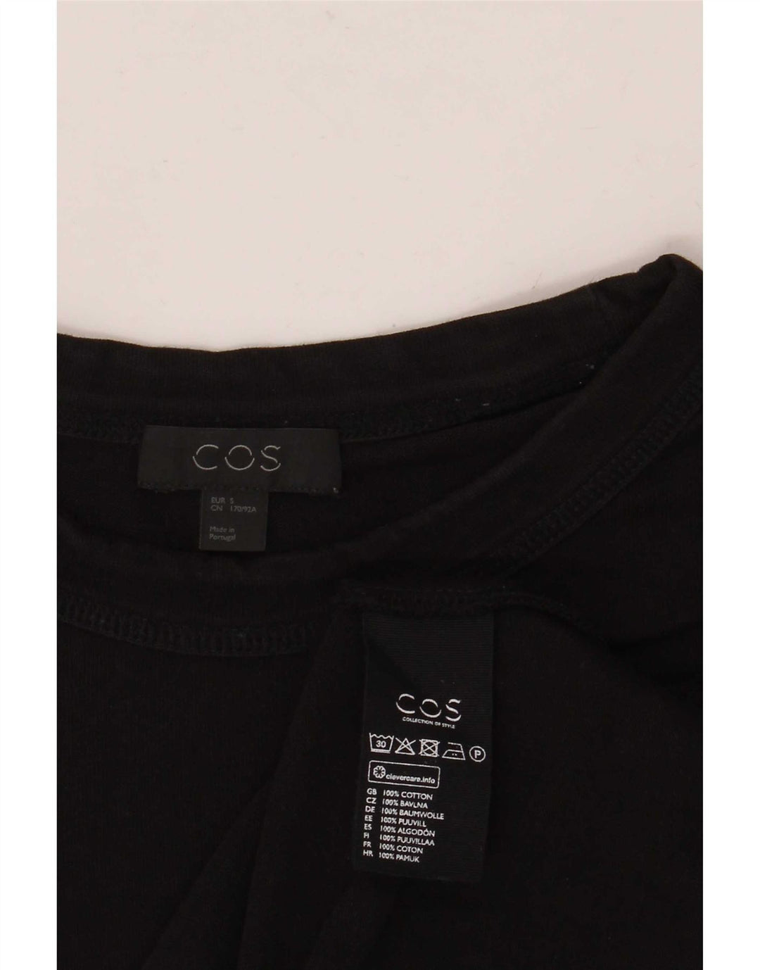 Cos Herre T-Shirt Top Lille Sort Bomuld
