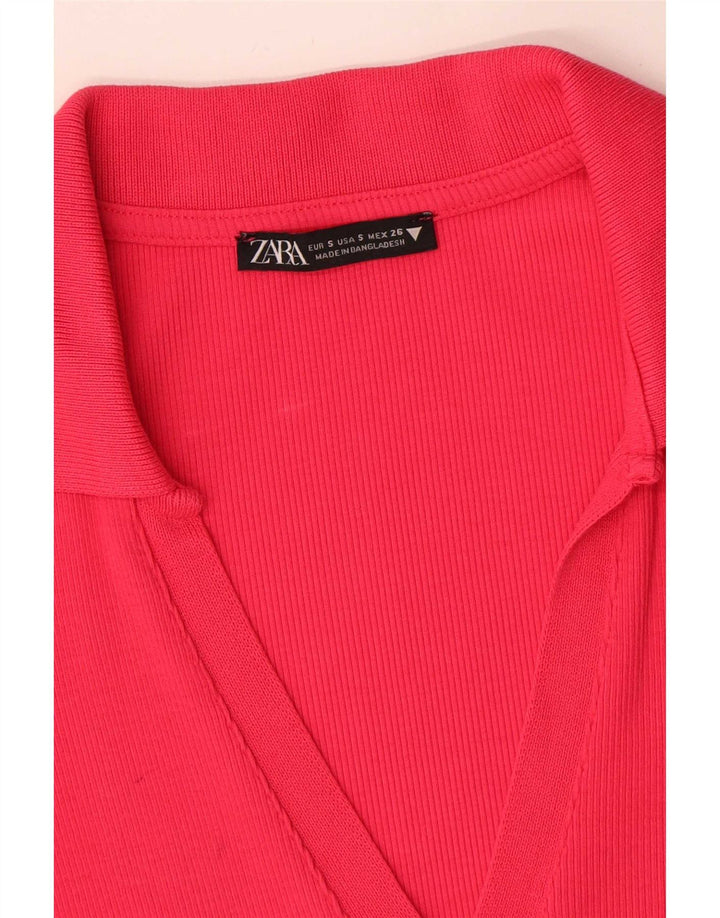 Zara Womens Bodycon Dress UK 8 Small Red Bomuld